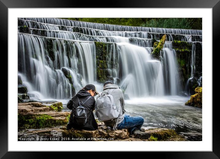 Long exposure of a waterfall, Peak District No2 Framed Mounted Print by Jonny Essex