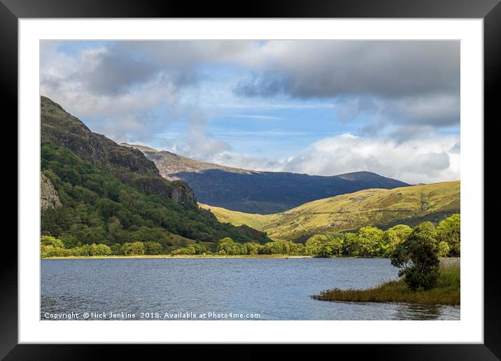 Llyn Gwynant lake in the Nant Gwynant Valley Sonwd Framed Mounted Print by Nick Jenkins