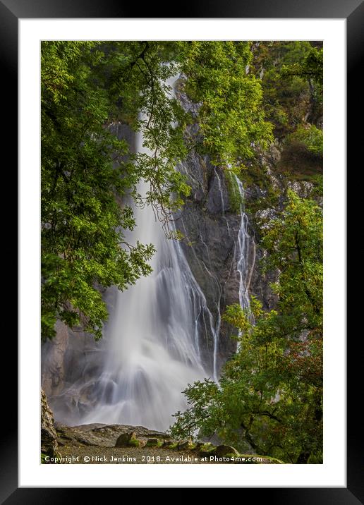 Aber Falls at Abergwyngregyn North Wales Framed Mounted Print by Nick Jenkins