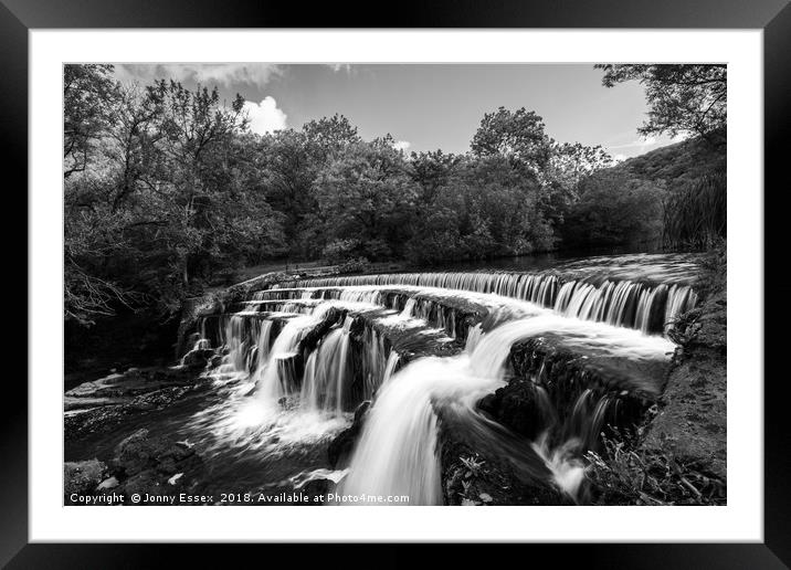 Long exposure of a waterfall, Peak District No10 Framed Mounted Print by Jonny Essex