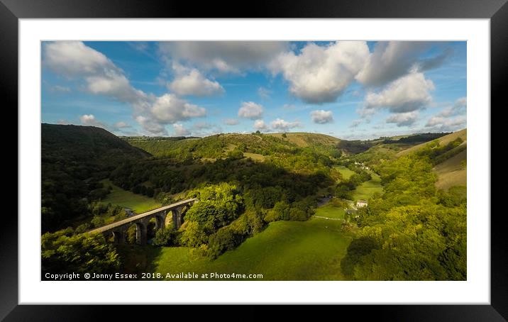Aerial view of Headstone viaduct, Bakewell 1 Framed Mounted Print by Jonny Essex