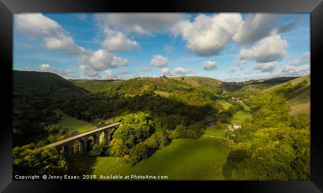 Aerial view of Headstone viaduct, Bakewell 1 Framed Print by Jonny Essex