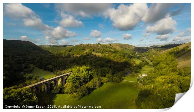 Aerial view of Headstone viaduct, Bakewell 1 Print by Jonny Essex