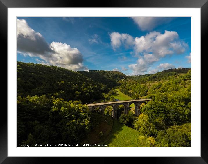 Aerial view of Headstone viaduct, Bakewell No2 Framed Mounted Print by Jonny Essex