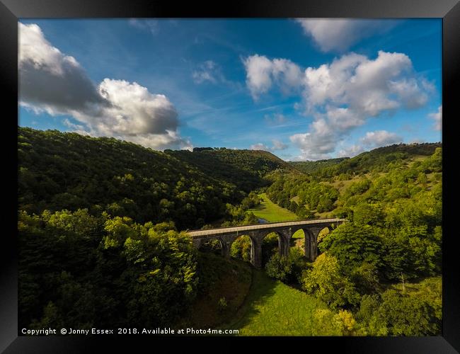 Aerial view of Headstone viaduct, Bakewell No2 Framed Print by Jonny Essex