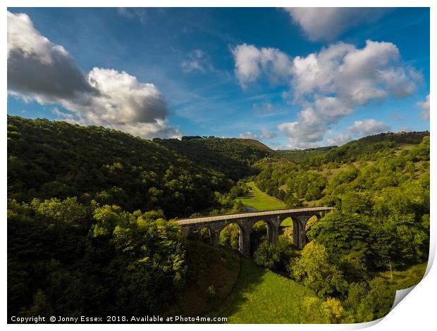 Aerial view of Headstone viaduct, Bakewell No2 Print by Jonny Essex
