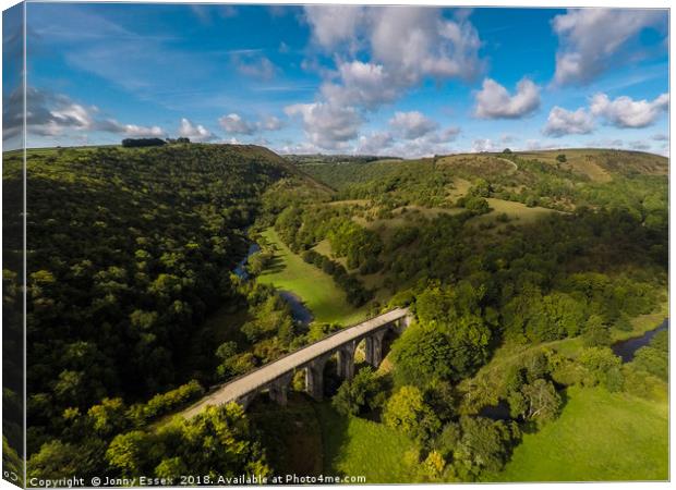 Aerial view of Headstone viaduct, Bakewell No1 Canvas Print by Jonny Essex