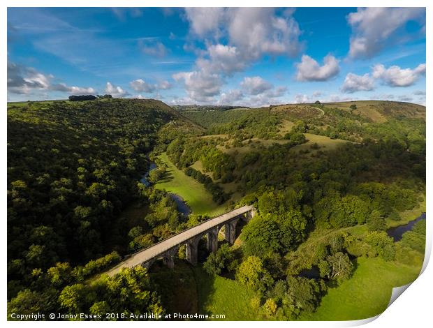Aerial view of Headstone viaduct, Bakewell No1 Print by Jonny Essex