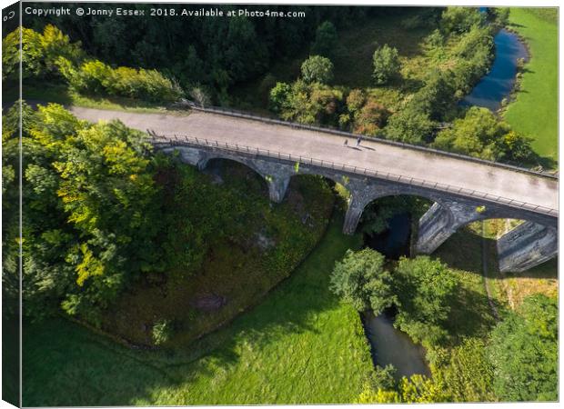 Aerial view of Headstone viaduct, Bakewell No4 Canvas Print by Jonny Essex