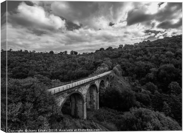Aerial view of Headstone viaduct, Bakewell No5 Canvas Print by Jonny Essex