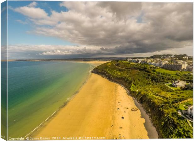 Aerial view of St Ives, Carbis Bay, Cornwall No5 Canvas Print by Jonny Essex