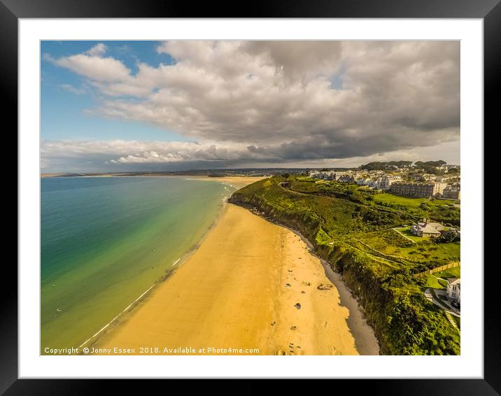 Aerial view of St Ives, Carbis Bay, Cornwall No5 Framed Mounted Print by Jonny Essex