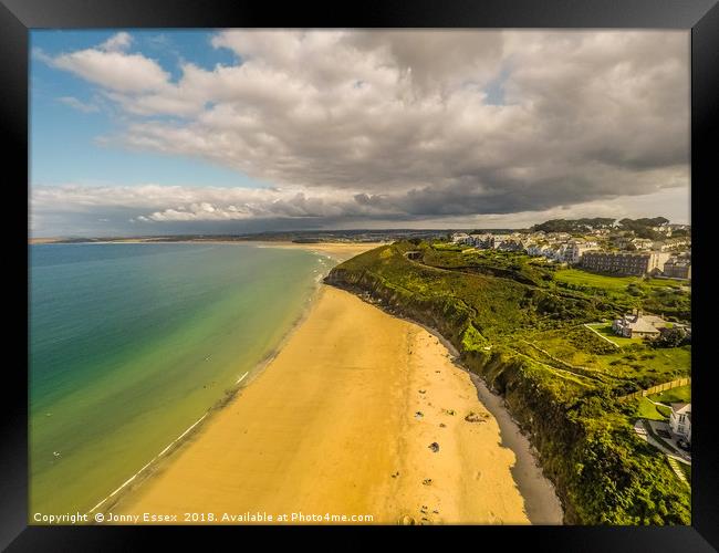 Aerial view of St Ives, Carbis Bay, Cornwall No5 Framed Print by Jonny Essex