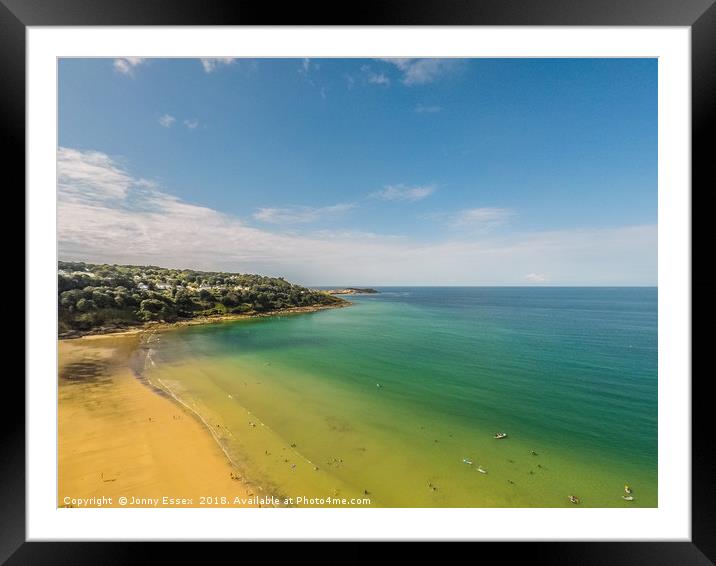 Aerial view of St Ives, Carbis Bay, Cornwall No6 Framed Mounted Print by Jonny Essex