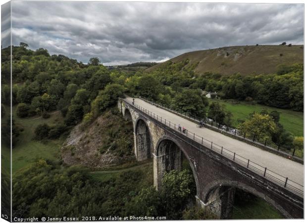 Aerial view of Headstone viaduct, Bakewell No13 Canvas Print by Jonny Essex