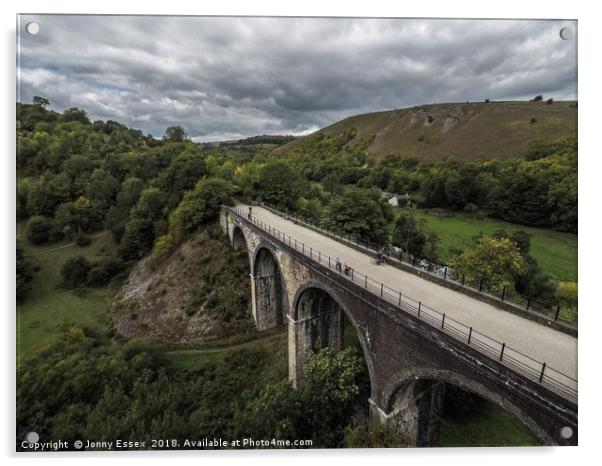 Aerial view of Headstone viaduct, Bakewell No13 Acrylic by Jonny Essex