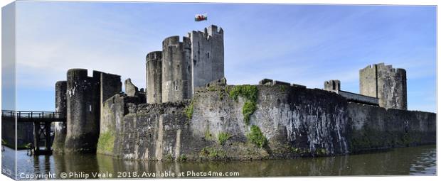 Caerphilly Castle Flying The Flag. Canvas Print by Philip Veale