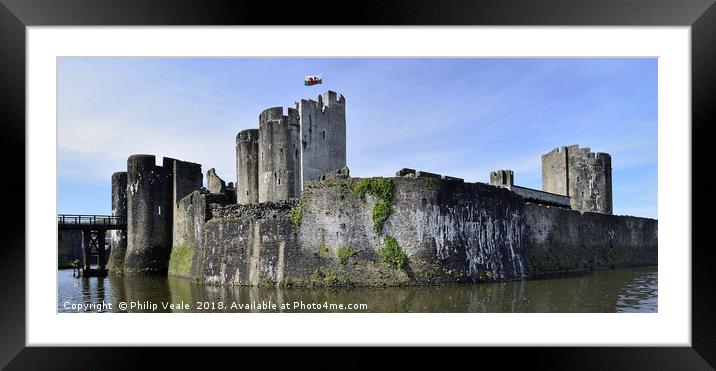 Caerphilly Castle Flying The Flag. Framed Mounted Print by Philip Veale