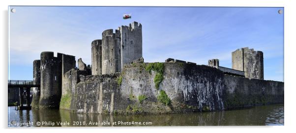 Caerphilly Castle Flying The Flag. Acrylic by Philip Veale