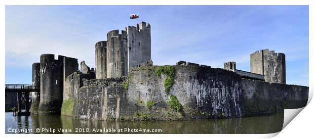 Caerphilly Castle Flying The Flag. Print by Philip Veale
