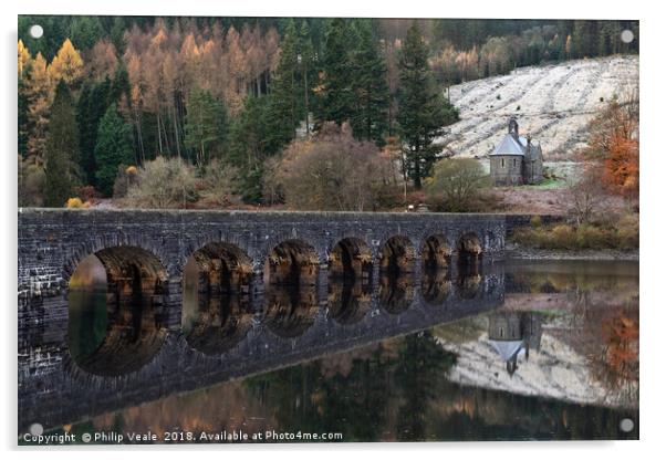 Garreg Ddu Serene Autumn Reflections. Acrylic by Philip Veale