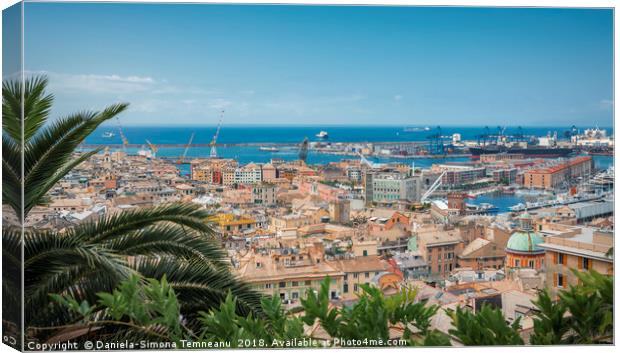 Genoa and its harbor as a postcard Canvas Print by Daniela Simona Temneanu