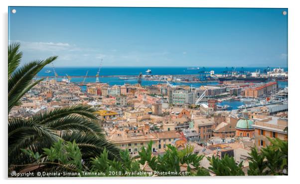 Genoa and its harbor as a postcard Acrylic by Daniela Simona Temneanu