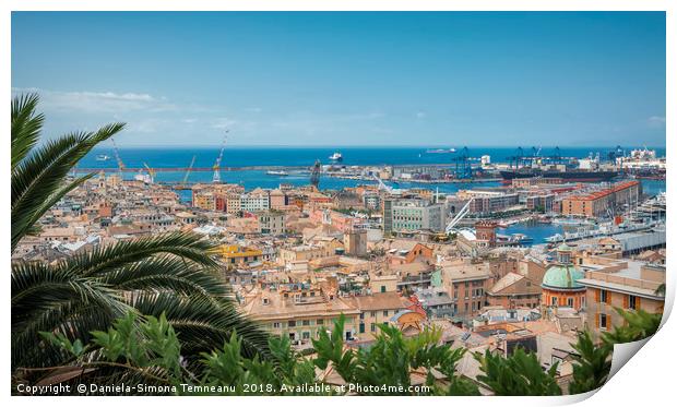 Genoa and its harbor as a postcard Print by Daniela Simona Temneanu