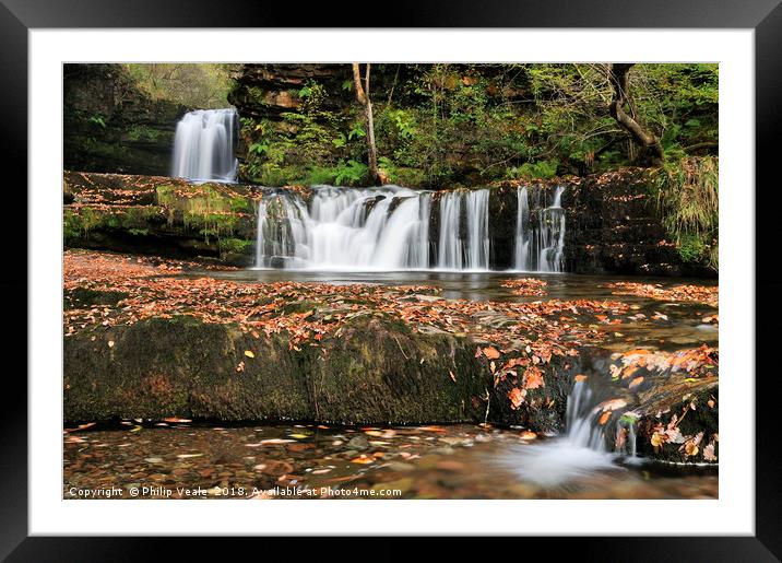 Horseshoe Falls surrounded by Autumn Colour. Framed Mounted Print by Philip Veale