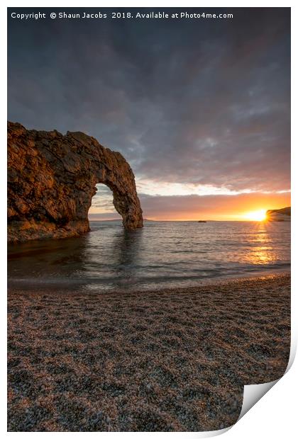 Durdle Door bathed by the sun  Print by Shaun Jacobs