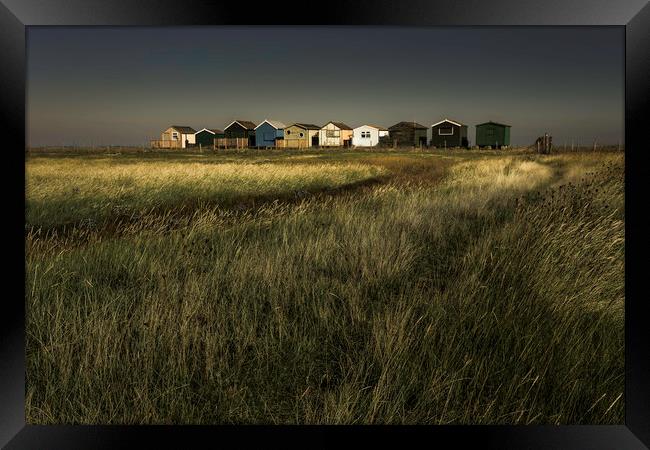 Seasalter Beach Huts Framed Print by Ian Hufton