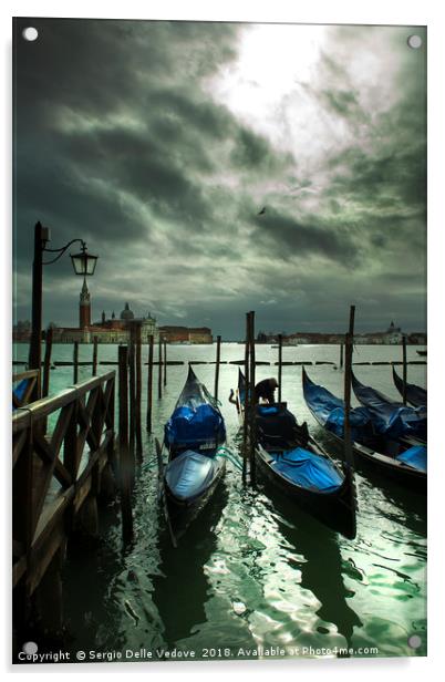 Gondolas on the lagoon in Venice Acrylic by Sergio Delle Vedove