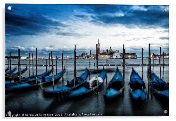 Gondolas in Venice Acrylic by Sergio Delle Vedove