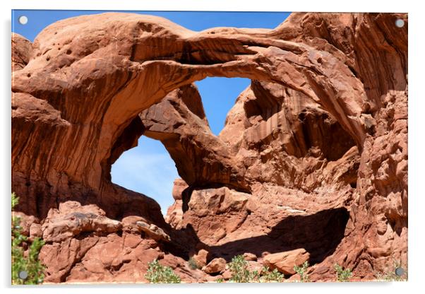 Double arch in Utah park during summer time  Acrylic by Thomas Baker
