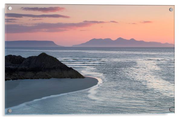 Eigg and Rumm at Sunset on Scotlands stunning west Acrylic by Robert McCristall