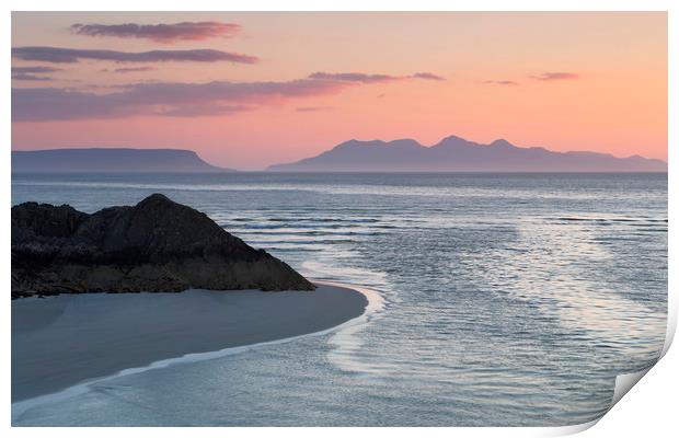 Eigg and Rumm at Sunset on Scotlands stunning west Print by Robert McCristall