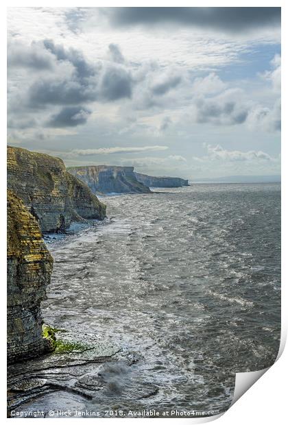 The Glamorgan Heritage Coast from Southerndown Print by Nick Jenkins
