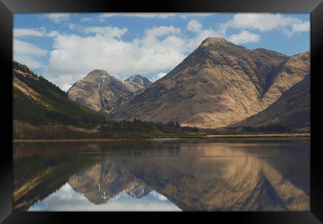 Glen Etvie reflecting on Loch Etive Framed Print by Robert McCristall