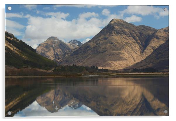 Glen Etvie reflecting on Loch Etive Acrylic by Robert McCristall