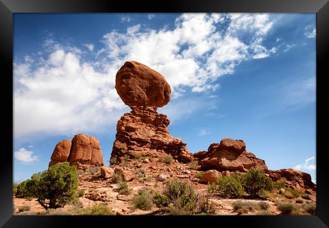 Balanced rock in Arches National Park Framed Print by Thomas Baker