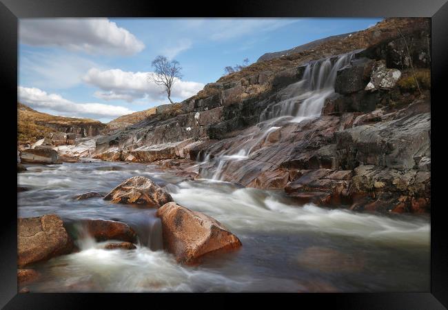 River Etive water fall Framed Print by Robert McCristall