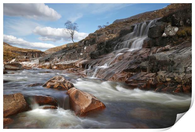 River Etive water fall Print by Robert McCristall
