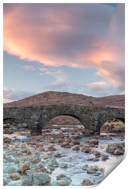 The old Bridge over the River Sligachan Print by Robert McCristall