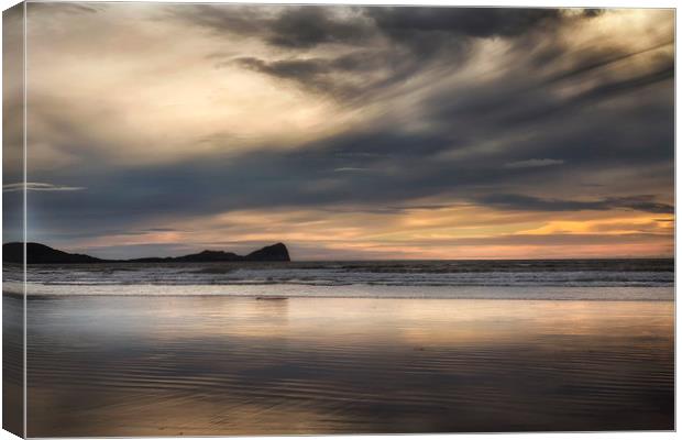 Rhossili Bay clouds Canvas Print by Leighton Collins