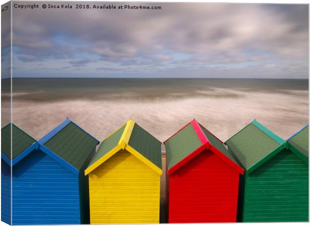 Beach Huts In Whibty Canvas Print by Inca Kala