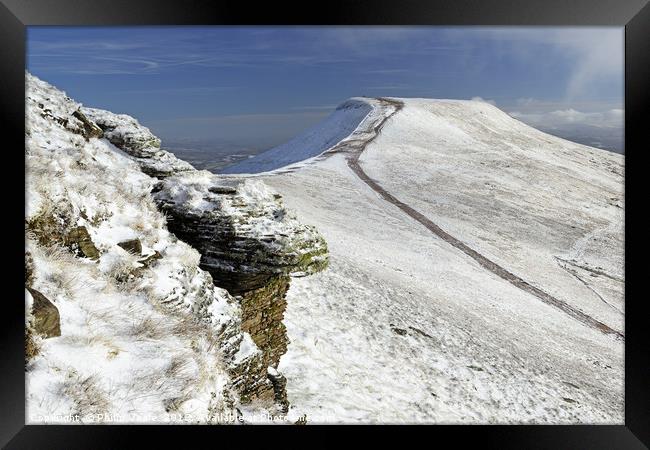 Pen y Fan from Corn Du in Winter. Framed Print by Philip Veale