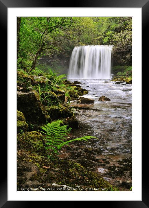 Sgwd Yr Eira in Spring. Framed Mounted Print by Philip Veale