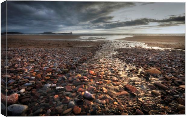 Pebbles on Rhossili Beach Canvas Print by Leighton Collins