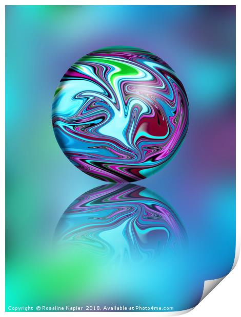 Purple and turquoise digital ball Print by Rosaline Napier