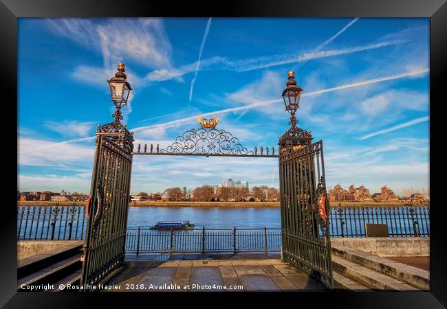 Gates to the River Thames London Framed Print by Rosaline Napier